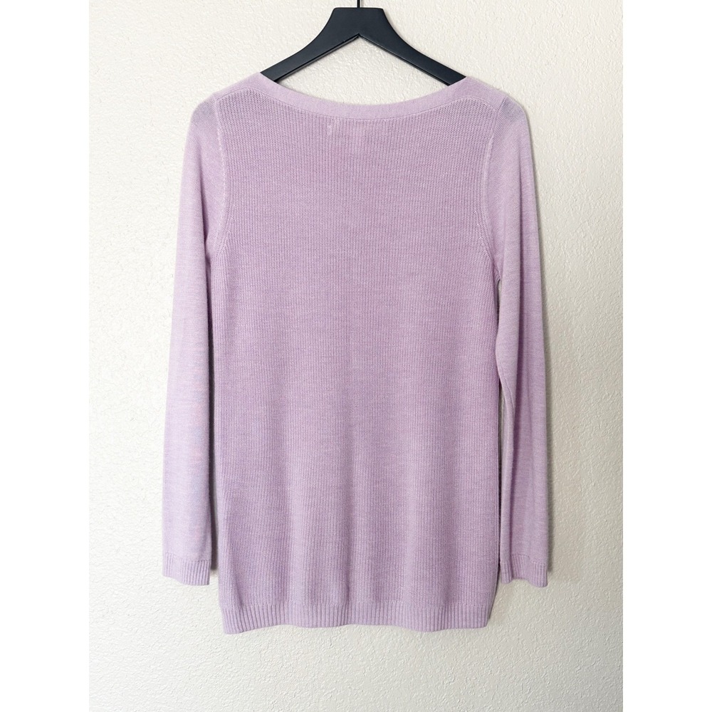 Nordstrom 100% Cashmere Lavender Boatneck Asymmetrical Hem Sweater Womens Small - Picture 5 of 6